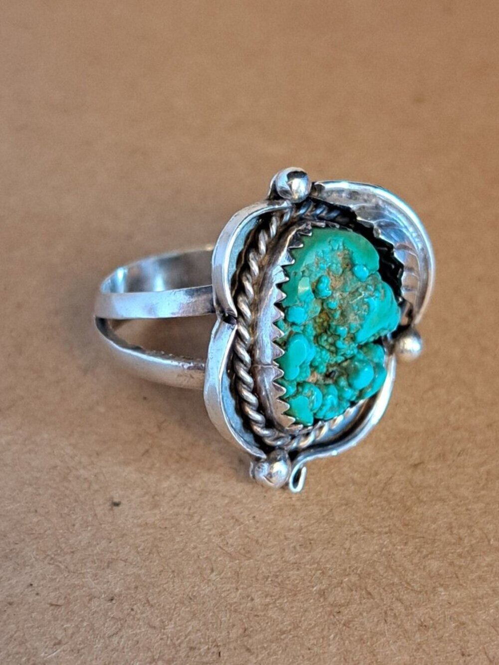 Vintage Navajo Signed Susie Benally Sterling Silver 925 Turquoise Ring Size 6.25 - Picture 5 of 7